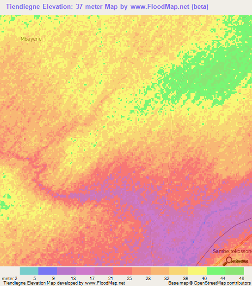 Tiendiegne,Senegal Elevation Map