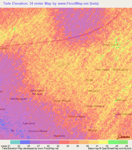 Tiele,Senegal Elevation Map