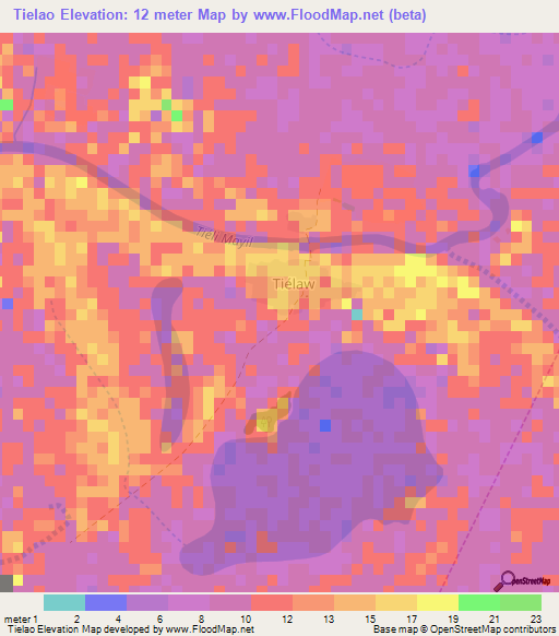 Tielao,Senegal Elevation Map