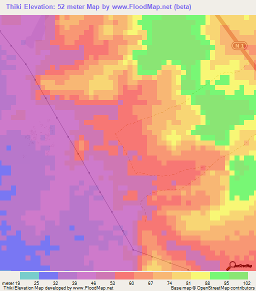 Thiki,Senegal Elevation Map