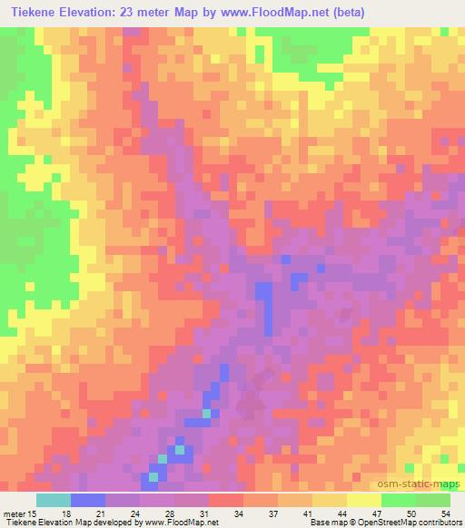 Tiekene,Senegal Elevation Map