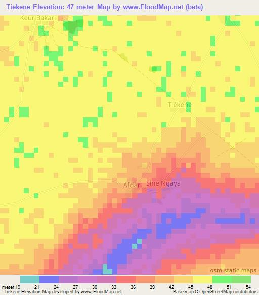 Tiekene,Senegal Elevation Map