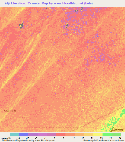 Tidji,Senegal Elevation Map