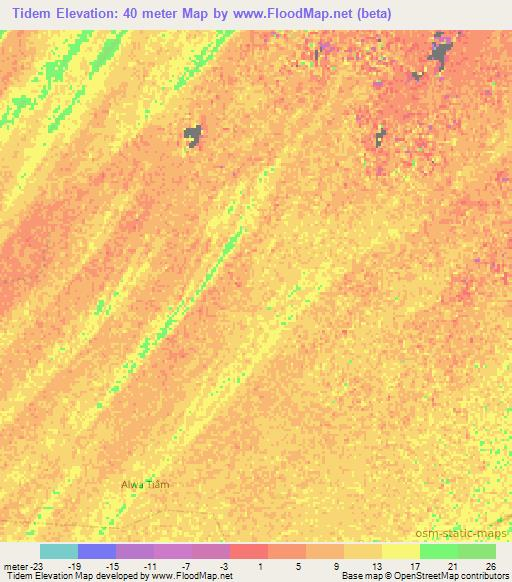 Tidem,Senegal Elevation Map