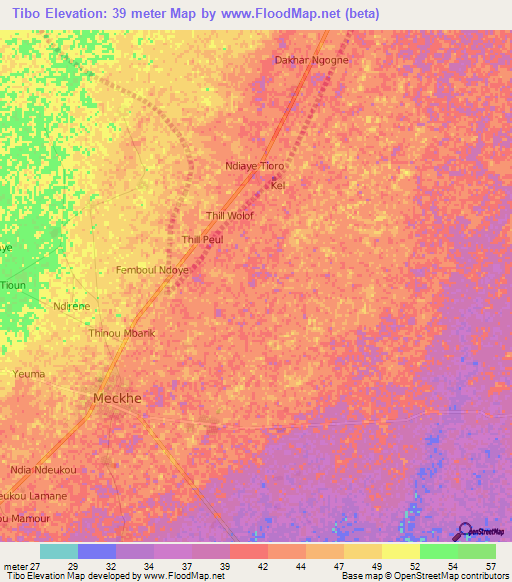 Tibo,Senegal Elevation Map