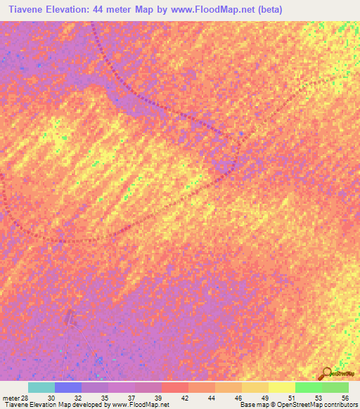 Tiavene,Senegal Elevation Map
