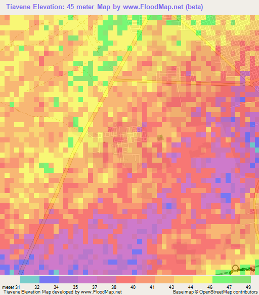Tiavene,Senegal Elevation Map