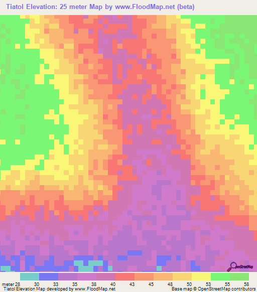 Tiatol,Senegal Elevation Map