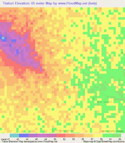 Tiatiori,Senegal Elevation Map