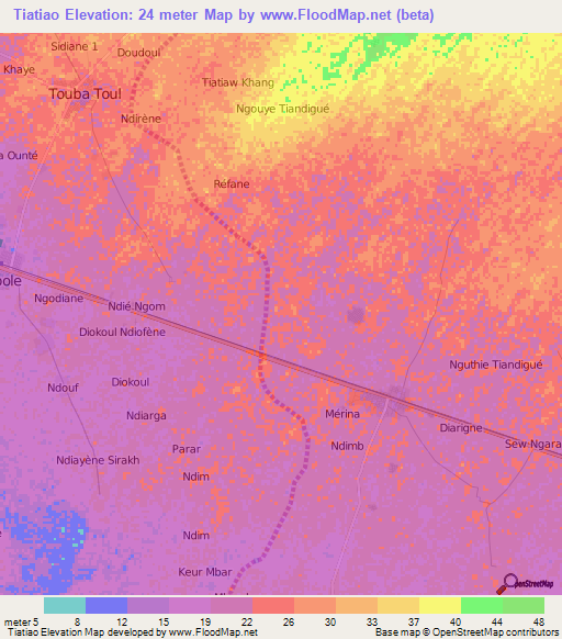 Tiatiao,Senegal Elevation Map