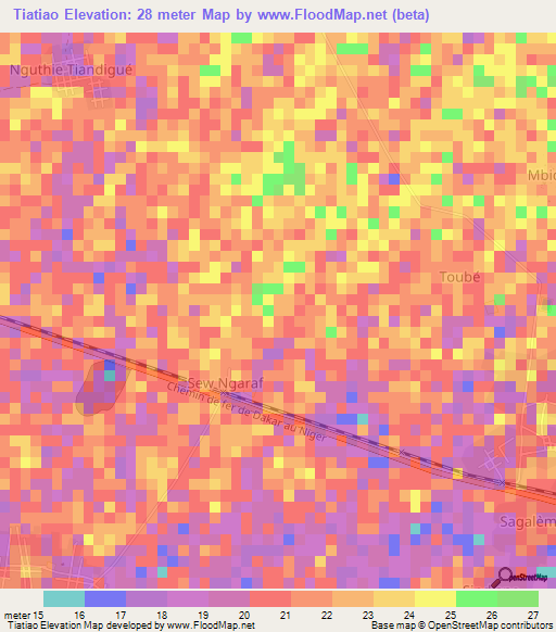Tiatiao,Senegal Elevation Map