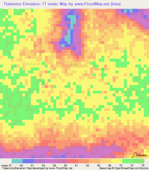Tiatamine,Senegal Elevation Map
