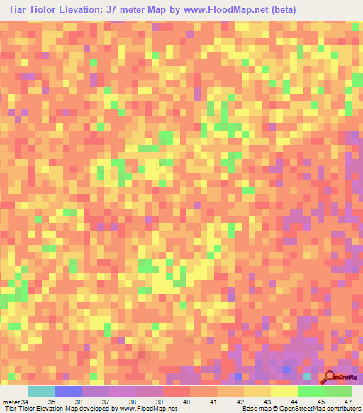 Tiar Tiolor,Senegal Elevation Map