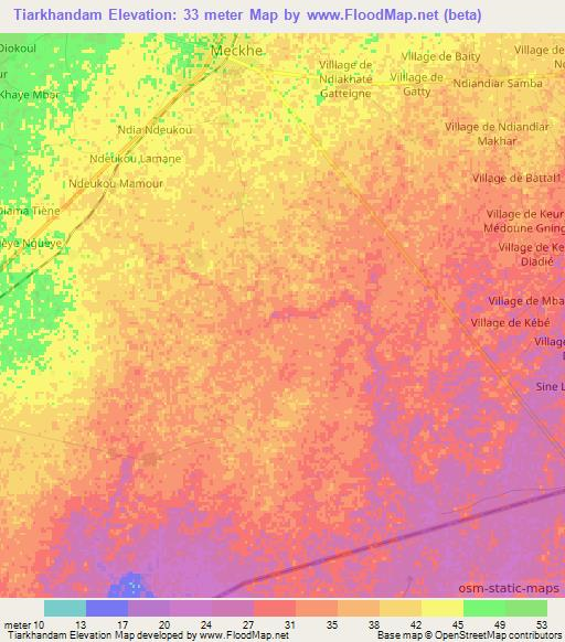 Tiarkhandam,Senegal Elevation Map