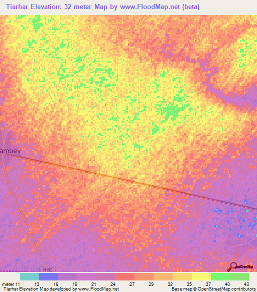 Tiarhar,Senegal Elevation Map