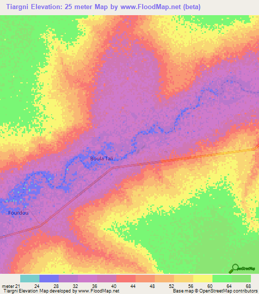 Tiargni,Senegal Elevation Map