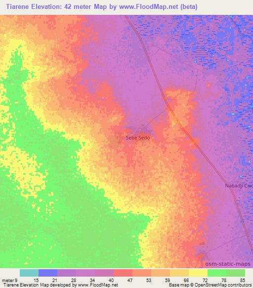 Tiarene,Senegal Elevation Map