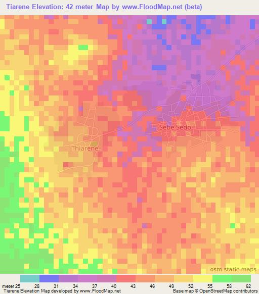 Tiarene,Senegal Elevation Map