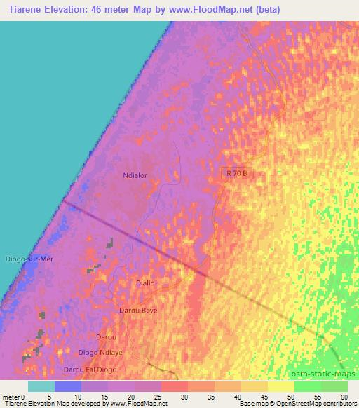 Tiarene,Senegal Elevation Map