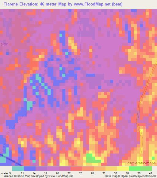 Tiarene,Senegal Elevation Map