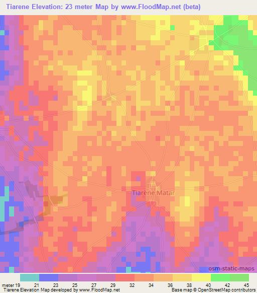 Tiarene,Senegal Elevation Map