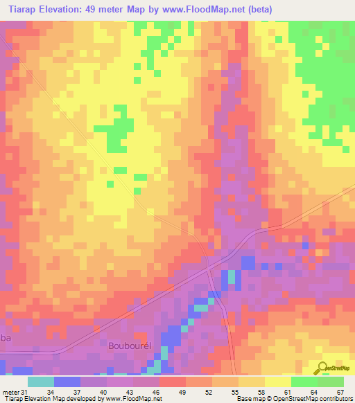 Tiarap,Senegal Elevation Map