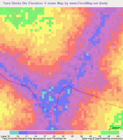 Tiara Dimba Bie,Senegal Elevation Map