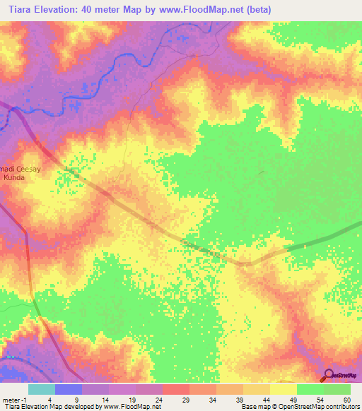 Tiara,Senegal Elevation Map