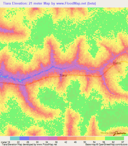 Tiara,Senegal Elevation Map