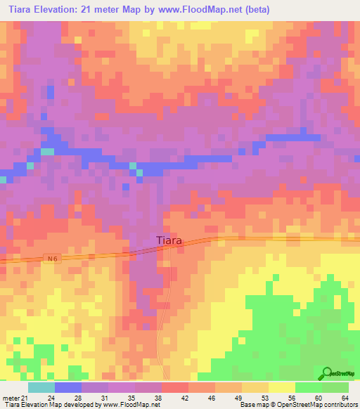 Tiara,Senegal Elevation Map