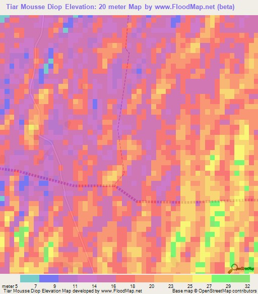 Tiar Mousse Diop,Senegal Elevation Map