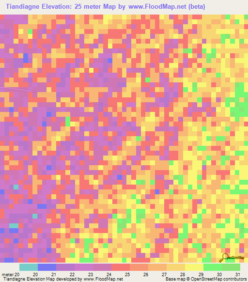 Tiandiagne,Senegal Elevation Map
