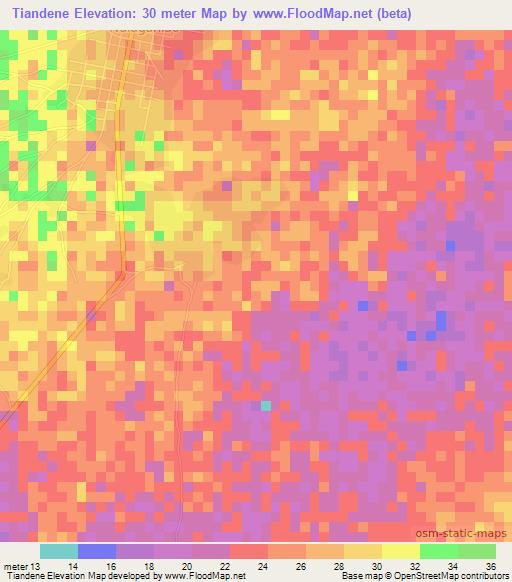 Tiandene,Senegal Elevation Map