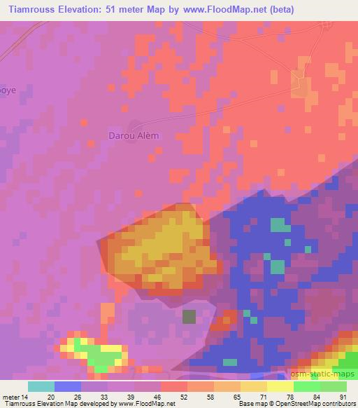 Tiamrouss,Senegal Elevation Map
