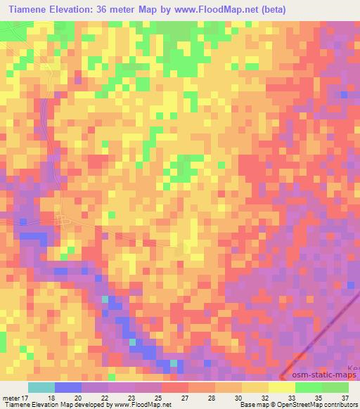 Tiamene,Senegal Elevation Map