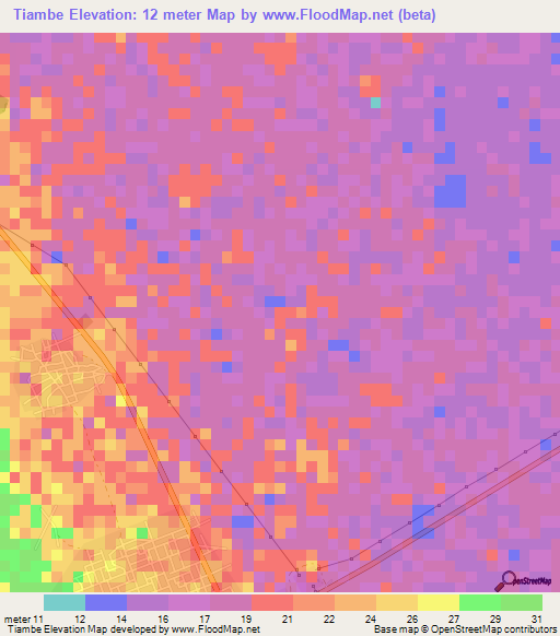 Tiambe,Senegal Elevation Map