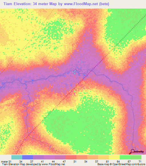 Tiam,Senegal Elevation Map