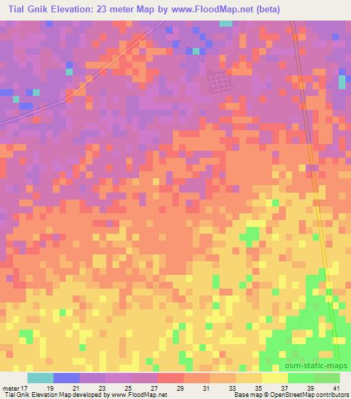 Tial Gnik,Senegal Elevation Map