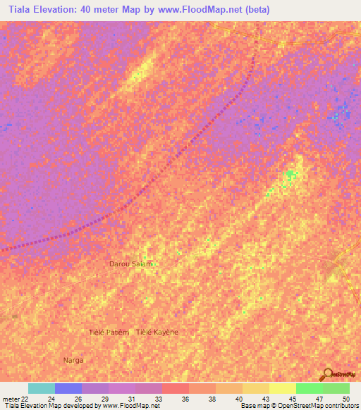 Tiala,Senegal Elevation Map