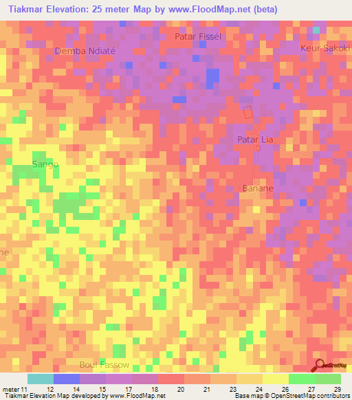 Tiakmar,Senegal Elevation Map