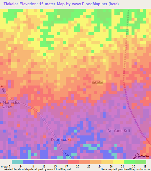 Tiakalar,Senegal Elevation Map