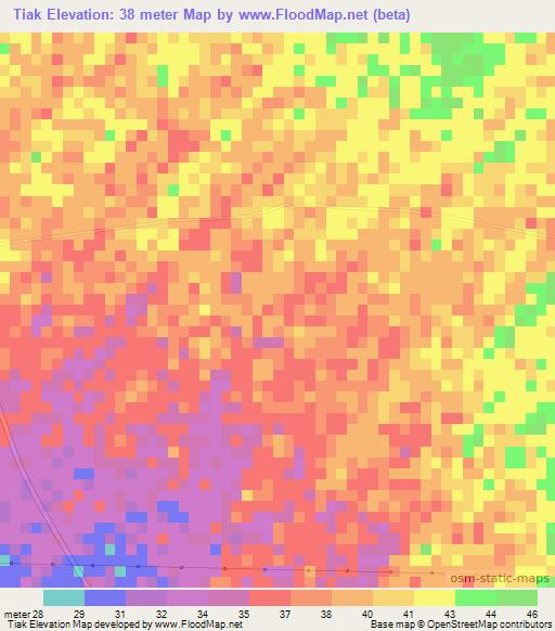 Tiak,Senegal Elevation Map