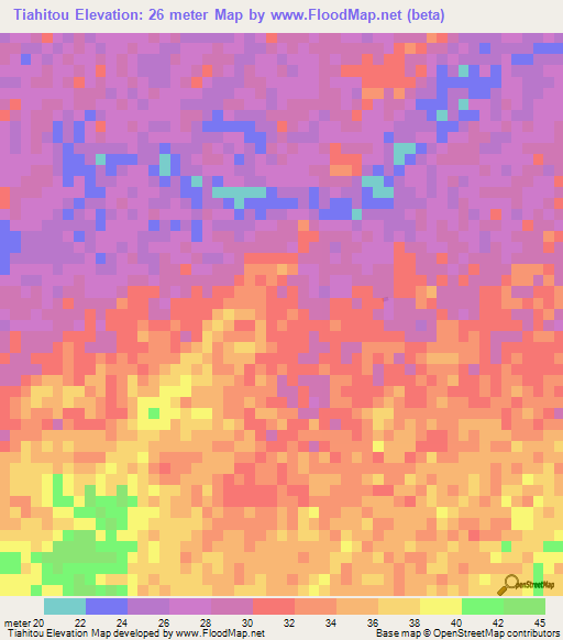 Tiahitou,Senegal Elevation Map