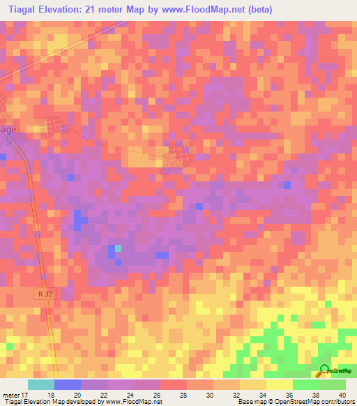 Tiagal,Senegal Elevation Map