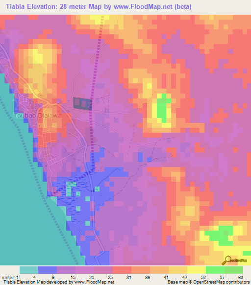 Tiabla,Senegal Elevation Map