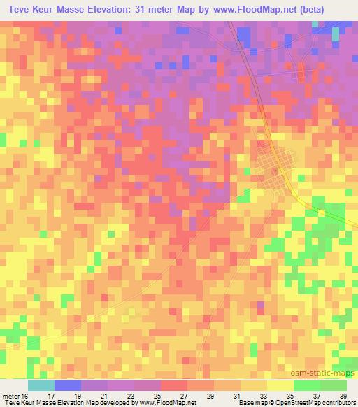 Teve Keur Masse,Senegal Elevation Map