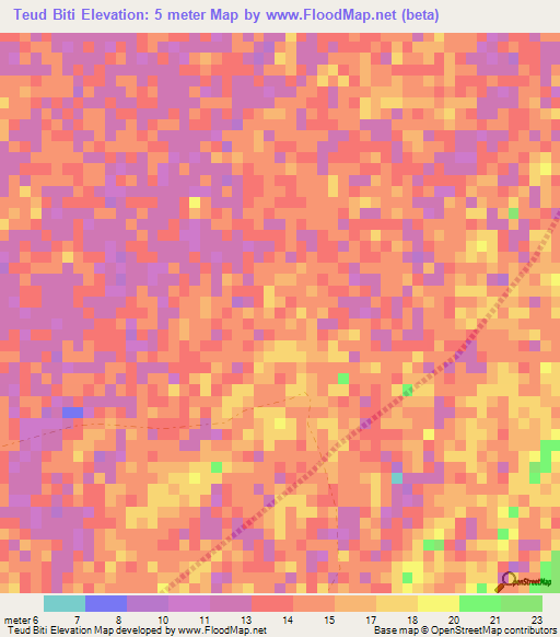 Teud Biti,Senegal Elevation Map