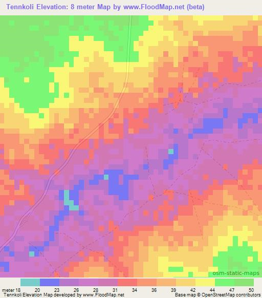 Tennkoli,Senegal Elevation Map