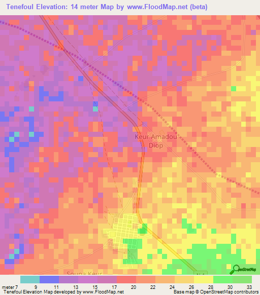Tenefoul,Senegal Elevation Map
