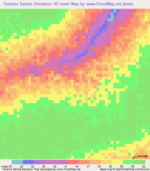 Tenanto Samba,Senegal Elevation Map